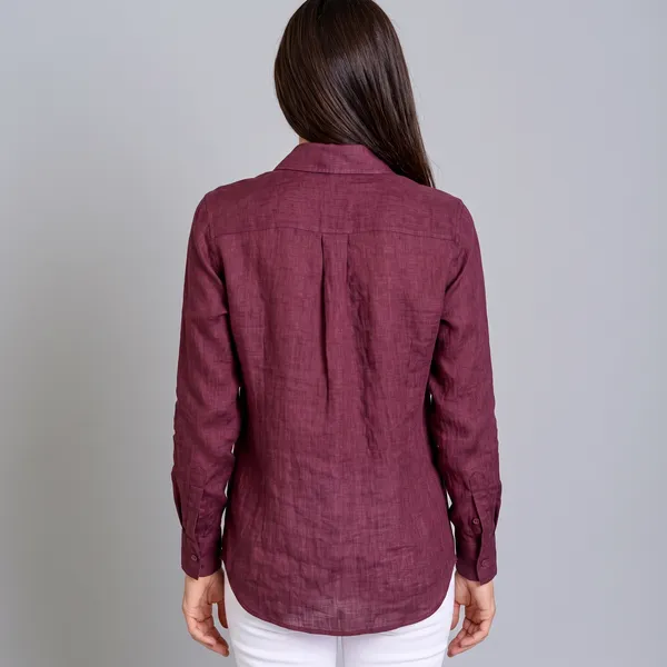 Dusty_Burgundy_100%_Pure_Linen_Shirt_For_Women'S