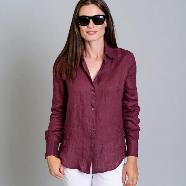 Dusty_Burgundy_100%_Pure_Linen_Shirt_For_Women'S