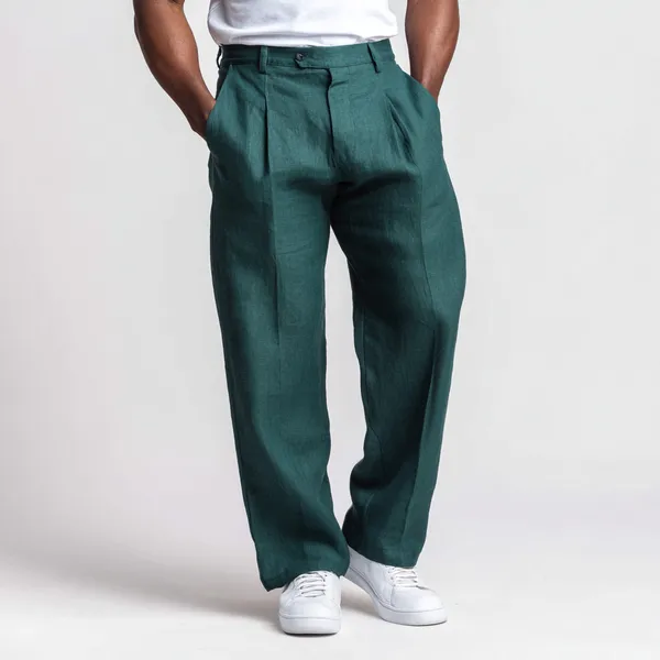 Teal_Pure_Linen_Resort_&_Beach_Wear_Trouser_For_Men