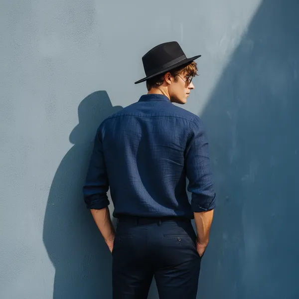 Navy_Blue_Pure_Linen_Shirt_For_Men