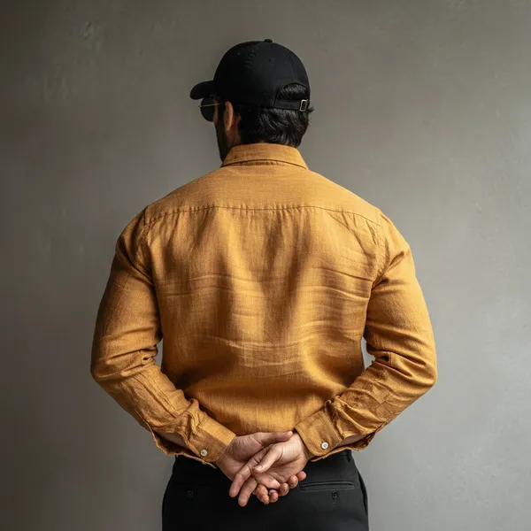 Amber_Yellow_Pure_100%_Linen_Shirt_For_Men'S