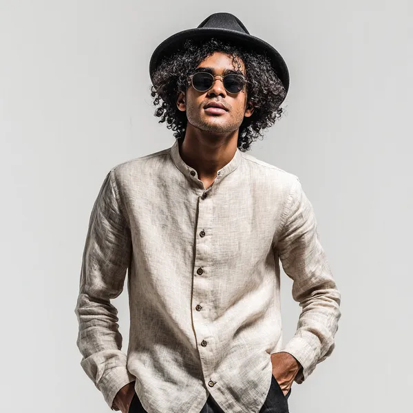 Classic_Pistachio_Pure_100%_Linen_Mandarin_Collar_Shirt_For_Men'S