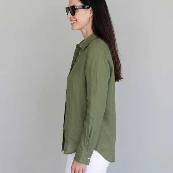 Fern_Green_100%_Pure_Linen_Shirt_For_Women'S