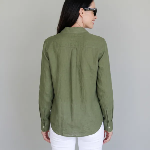Fern_Green_100%_Pure_Linen_Shirt_For_Women'S