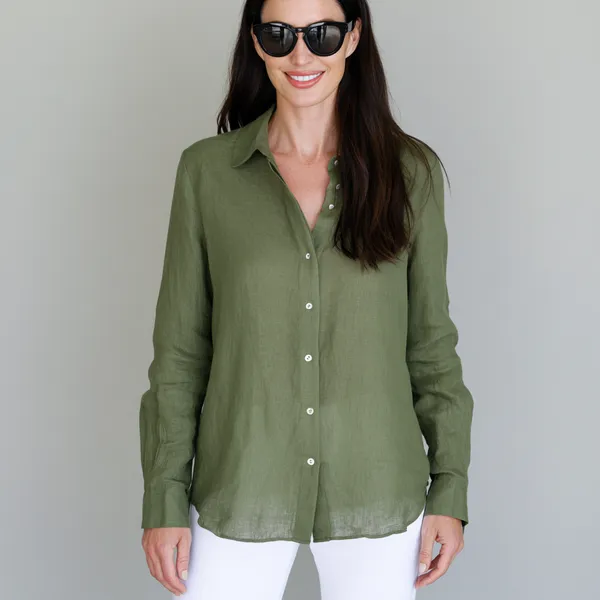 Fern_Green_100%_Pure_Linen_Shirt_For_Women'S