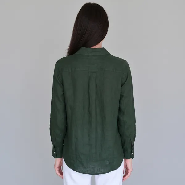 Forest_Green_100%_Pure_Linen_Shirt_For_Women'S