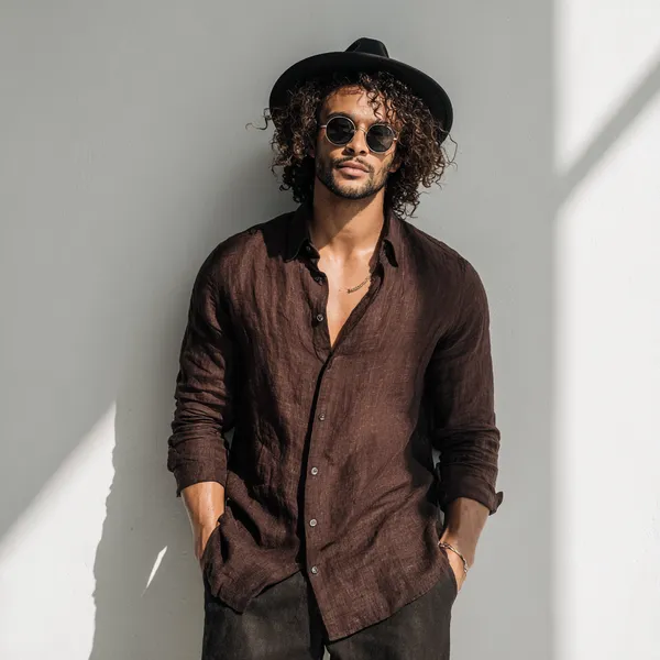 Men'S_Chocolate_Brown_Pure_Linen_Shirt