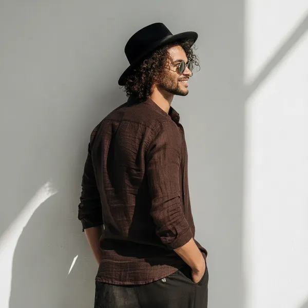 Men'S_Chocolate_Brown_Pure_Linen_Shirt
