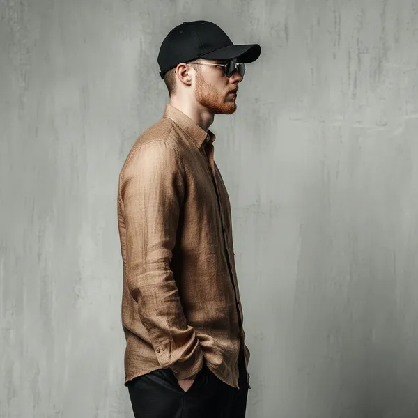 Men'S_Camel_Brown_100%_Pure_Linen_Shirt