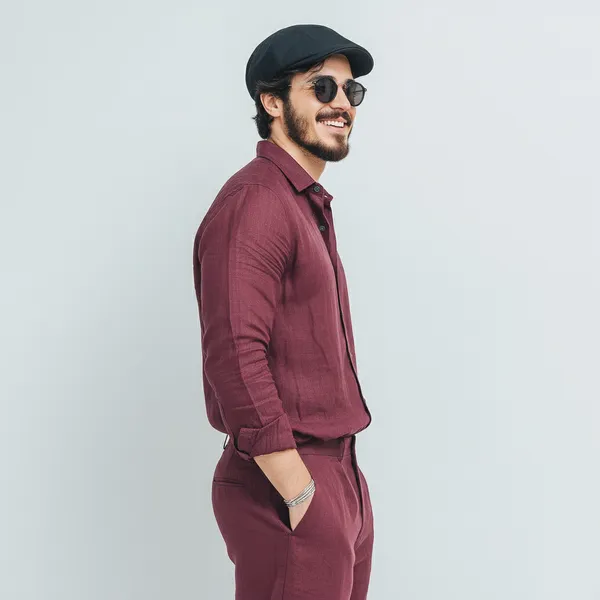 Deep_Maroon_Pure_Linen_Shirt_For_Men
