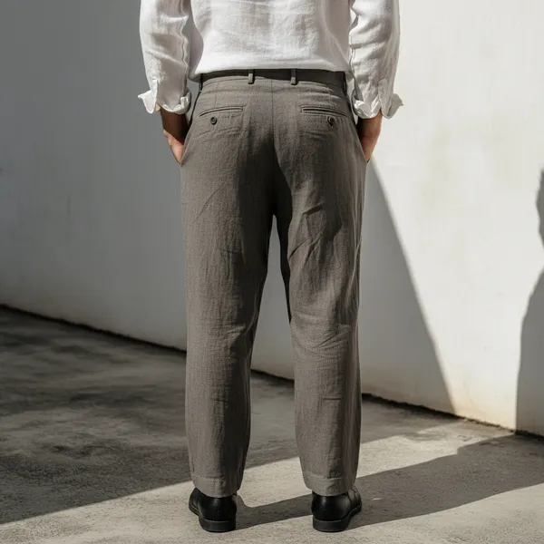 Khaki_Gray_Pure_Linen_Resort_&_Beach_Wear_Trouser_For_Men