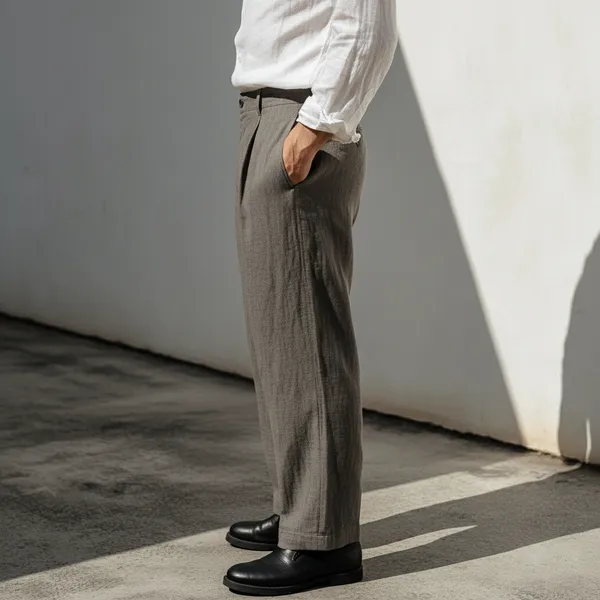 Khaki_Gray_Pure_Linen_Resort_&_Beach_Wear_Trouser_For_Men