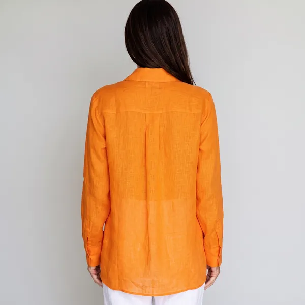 Honey_Orange_100%_Pure_Linen_Shirt_For_Women'S