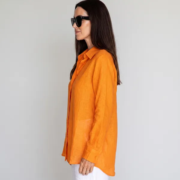 Honey_Orange_100%_Pure_Linen_Shirt_For_Women'S