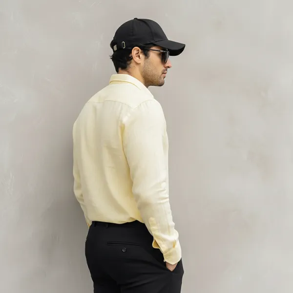 Men'S_Buttercup_Yellow_Pure_100%_Linen_Shirt