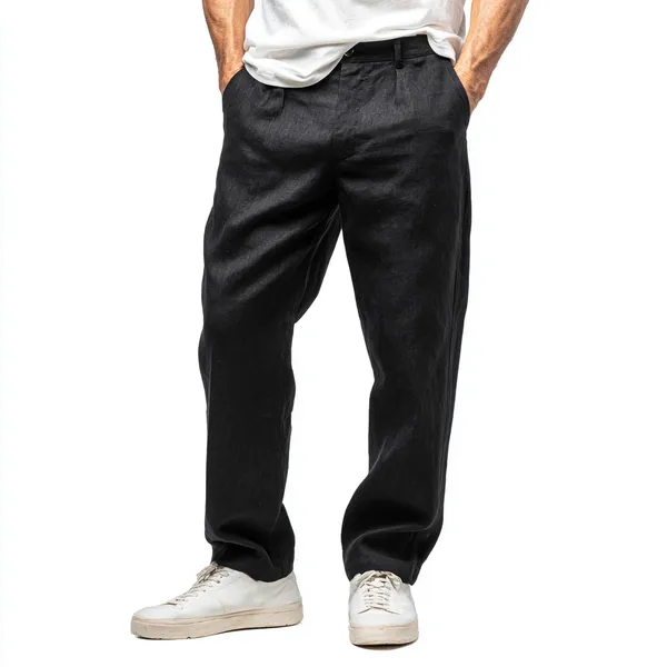 The_Linear_Washed_Black_Pure_Linen_Pant_For_Men