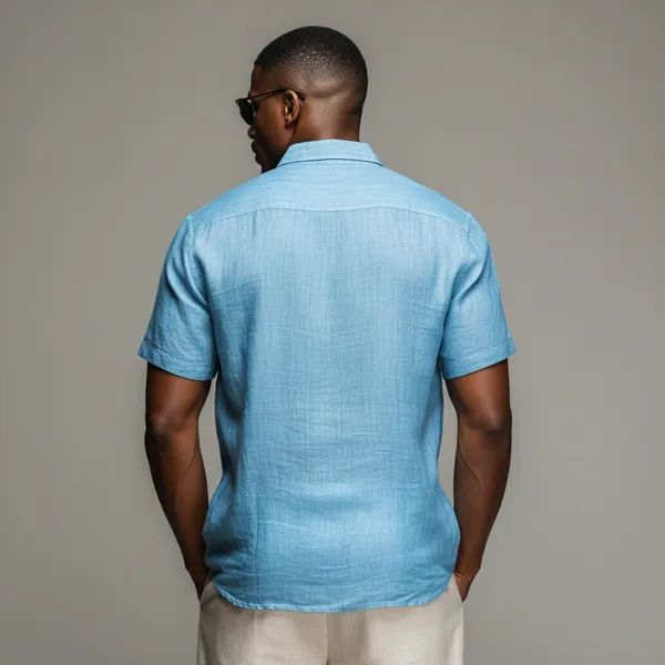 Cool_Comfort_Aqua_Blue_Half-Sleeve_Linen_Shirt