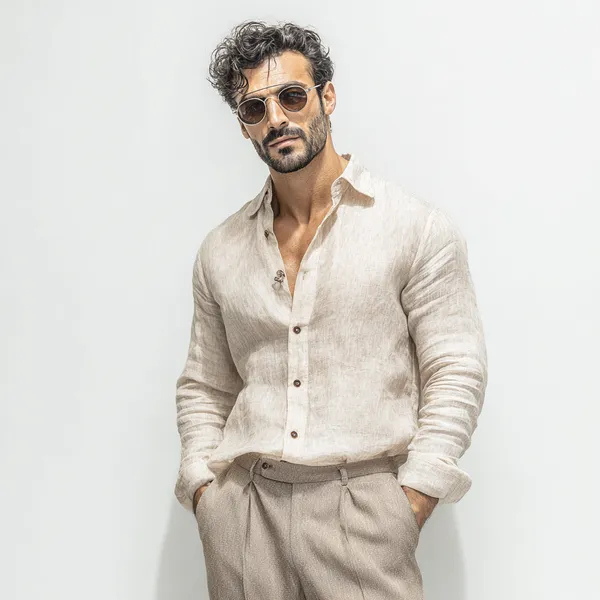 Light_Beige_Pure_Linen_Shirt_For_Men