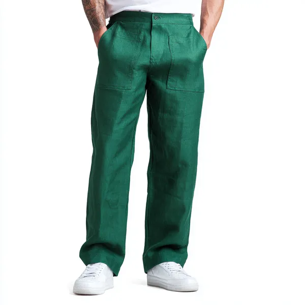 Emerald_Green_Pure_Linen_Resort_&_Beach_Wear_Trouser_For_Men