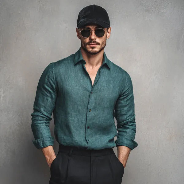 Deep_Sea_Green_100%_Linen_Shirt_For_Men'S