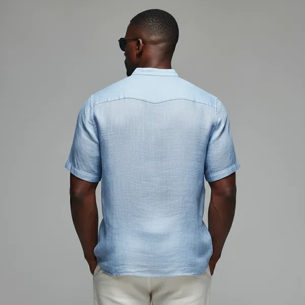 Light_&_Breezy_Sky-Blue_Half-Sleeve_Linen_Shirt_Men