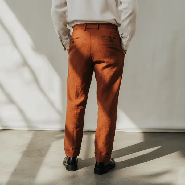 Rust_Pure_Linen_Resort_&_Beach_Wear_Trouser_For_Men