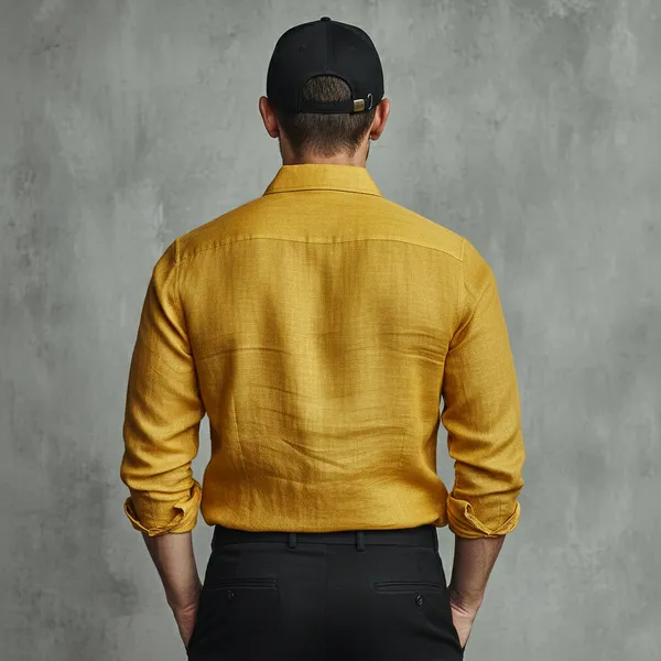 Men'S_Dark_Mustard_Yellow_Pure_100%_Linen_Shirt