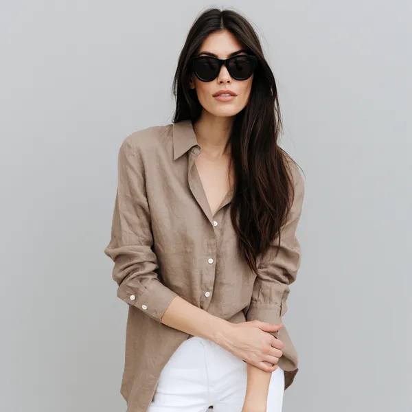 Light_Khaki_100%_Pure_Linen_Shirt_For_Women'S