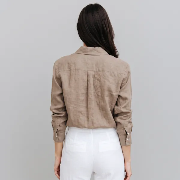 Light_Khaki_100%_Pure_Linen_Shirt_For_Women'S