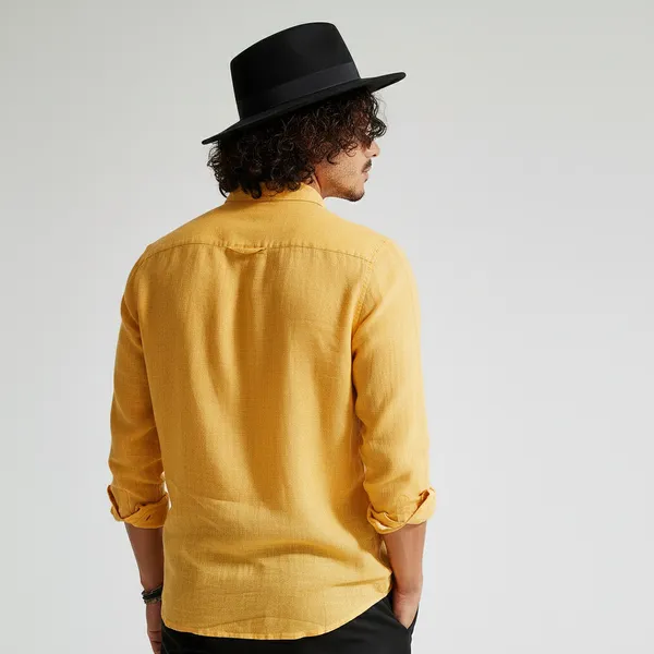 Men'S_Honey_Gold_Pure_100%_Linen_Shirt