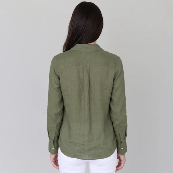 Moss_Green_100%_Pure_Linen_Shirt_For_Women'S