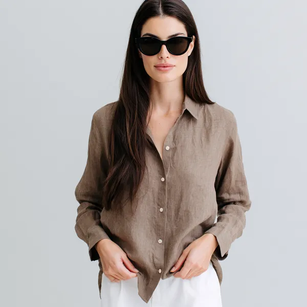 Mushroom_Brown_100%_Pure_Linen_Shirt_For_Women'S