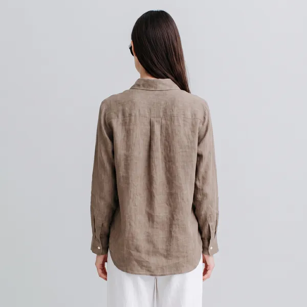 Mushroom_Brown_100%_Pure_Linen_Shirt_For_Women'S
