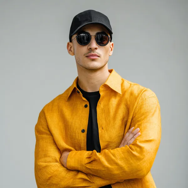 Men'S_Burnt_Goldenrod_Pure_100%_Linen_Shirt