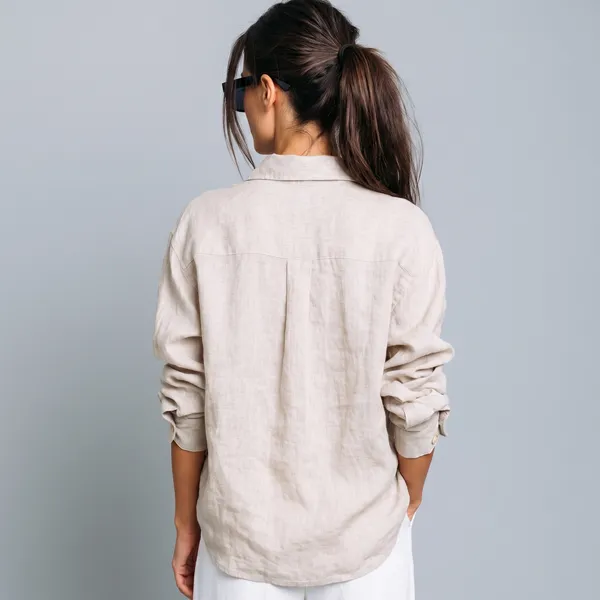 Natural_Beige_100%_Pure_Linen_Shirt_For_Women'S