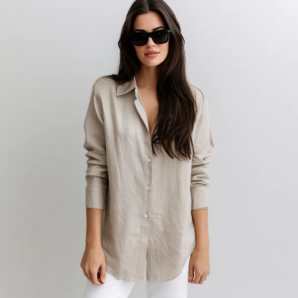 Natural_Beige_100%_Pure_Linen_Shirt_For_Women'S
