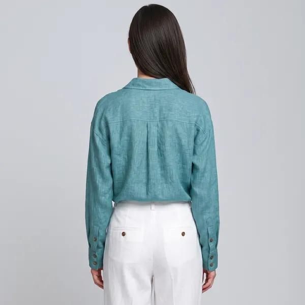 Ocean_Blue_100%_Pure_Linen_Shirt_For_Women'S