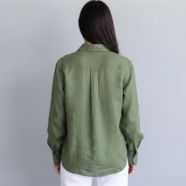 Olive_Green_100%_Pure_Linen_Shirt_For_Women'S