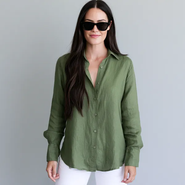 Olive_Green_100%_Pure_Linen_Shirt_For_Women'S