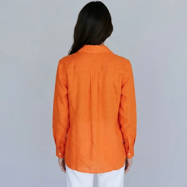 Orange_100%_Pure_Linen_Shirt_For_Women'S