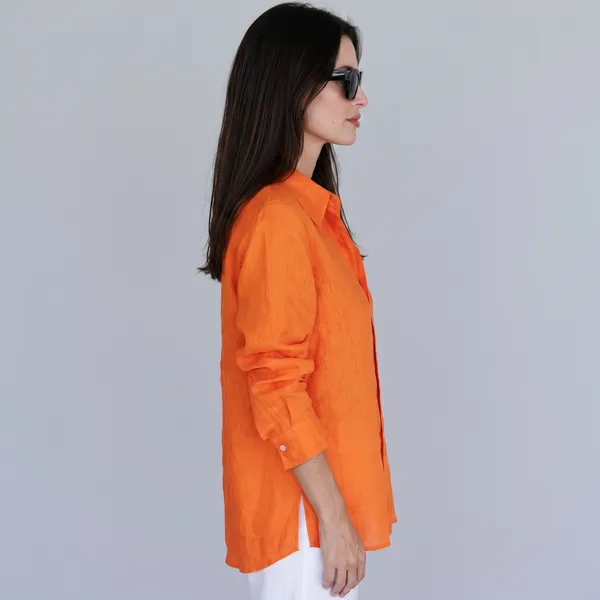 Orange_100%_Pure_Linen_Shirt_For_Women'S