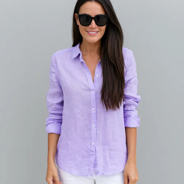 Pastel_Purple_100%_Pure_Linen_Shirt_For_Women'S