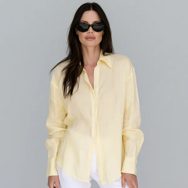 Pastel_Yellow_100%_Pure_Linen_Shirt_For_Women'S