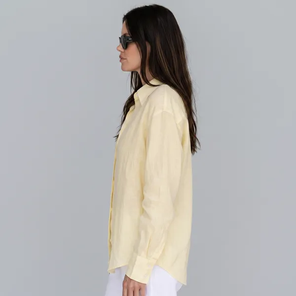 Pastel_Yellow_100%_Pure_Linen_Shirt_For_Women'S