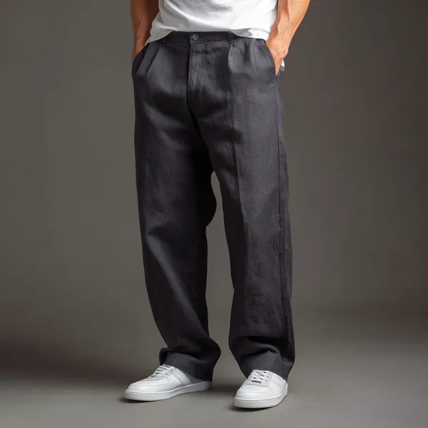 The_Linear_Charcoal_Black_Pure_Linen_Pant_For_Men