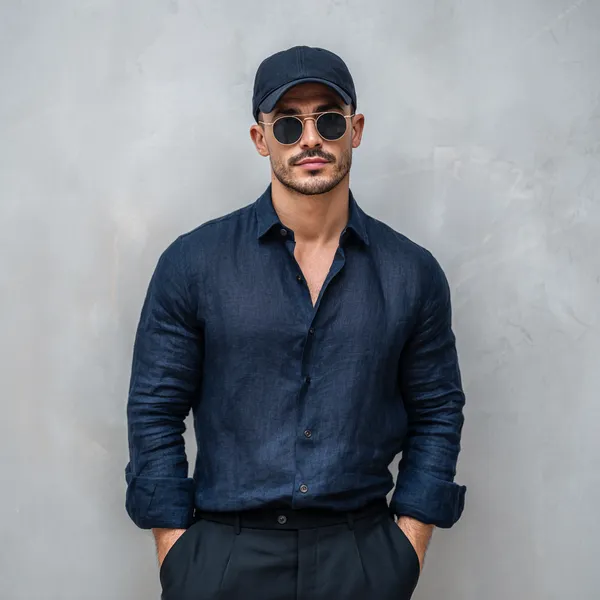 Men'S_Dark_Navy_Blue_Pure_Linen_Shirt