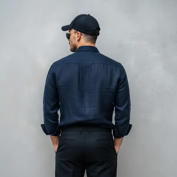 Men'S_Dark_Navy_Blue_Pure_Linen_Shirt