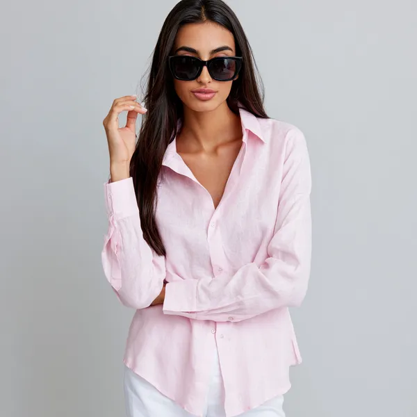 Powder_Pink_100%_Pure_Linen_Shirt_For_Women'S