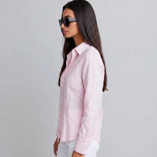 Powder_Pink_100%_Pure_Linen_Shirt_For_Women'S