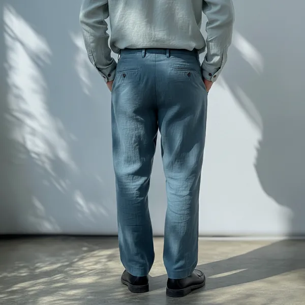 Denim_Blue_Pure_Linen_Resort_&_Beach_Wear_Trouser_For_Men
